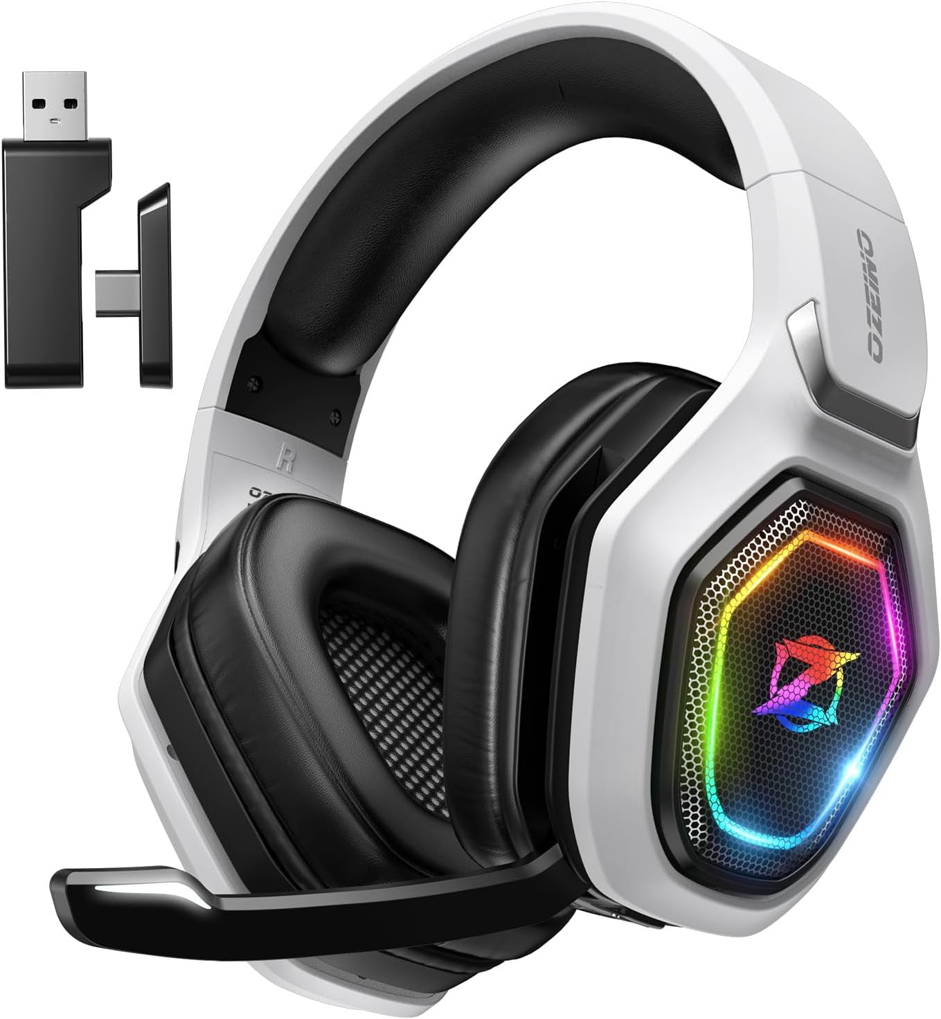 2.4Ghz Wireless Gaming Headset for PC, Ps5, Ps4 - Lossless Audio USB & Type-C Ultra Stable Gaming Headphones with Flip Microphone, 40-Hr Battery Gamer Headset for Switch, Laptop, Mobile, Mac