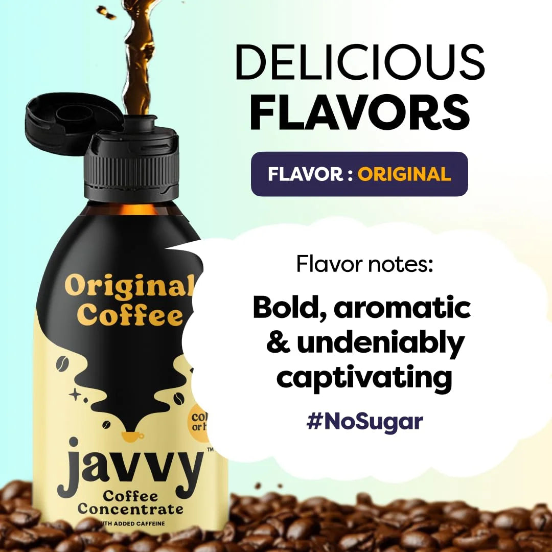 Javvy Cold Brew Coffee Concentrate Bundle, 2 Flavor Original & Mocha Coffee Variety Pack, Ice & Cold Coffee Drinks in Seconds, Coffee Gifts, 12 Ounces