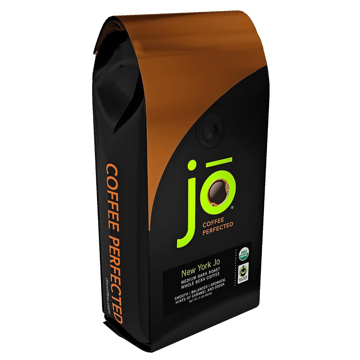 NEW YORK JO: 2 Lb, Medium Dark Roast, Whole Bean Coffee, 100% Arabica Beans, USDA Certified Organic, NON-GMO, Signature House Blend, Gluten Free, Gourmet Coffee from