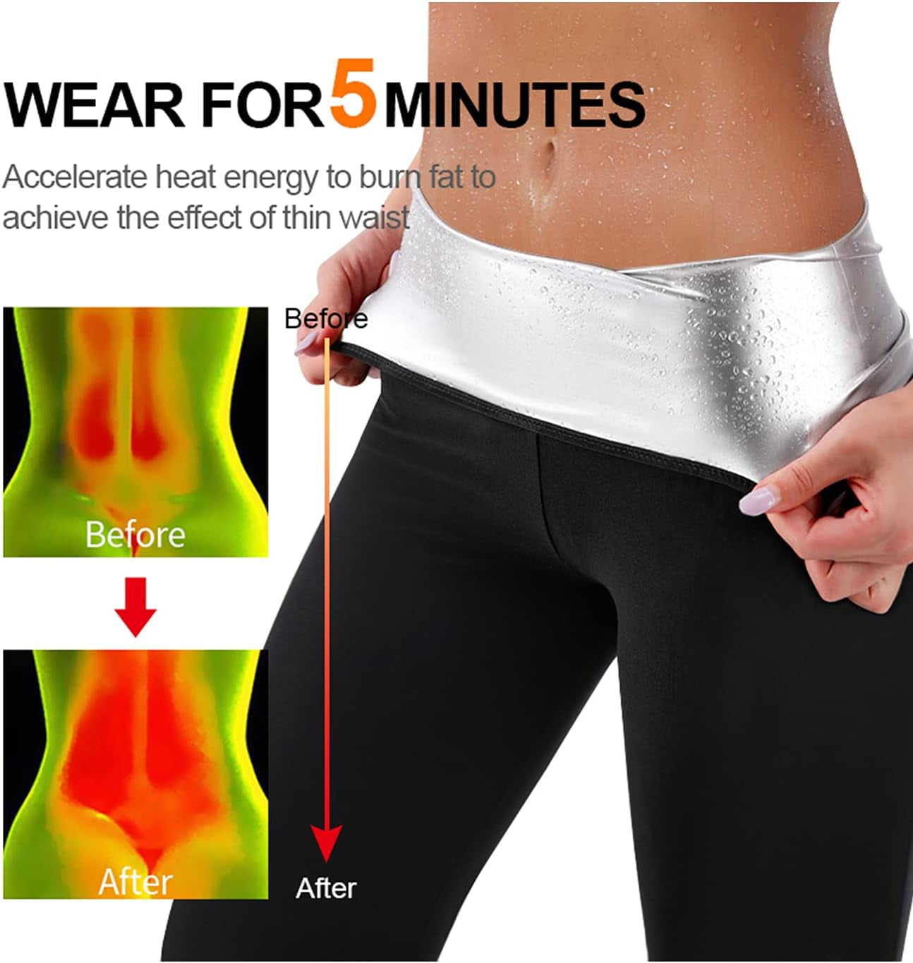 Hot Shaper Capris for Women Sweating Bodyshaper Leggings Slimming Workout Trousers for Weight Loss #2 Activate Sweat-Shaper Long Sliver, S