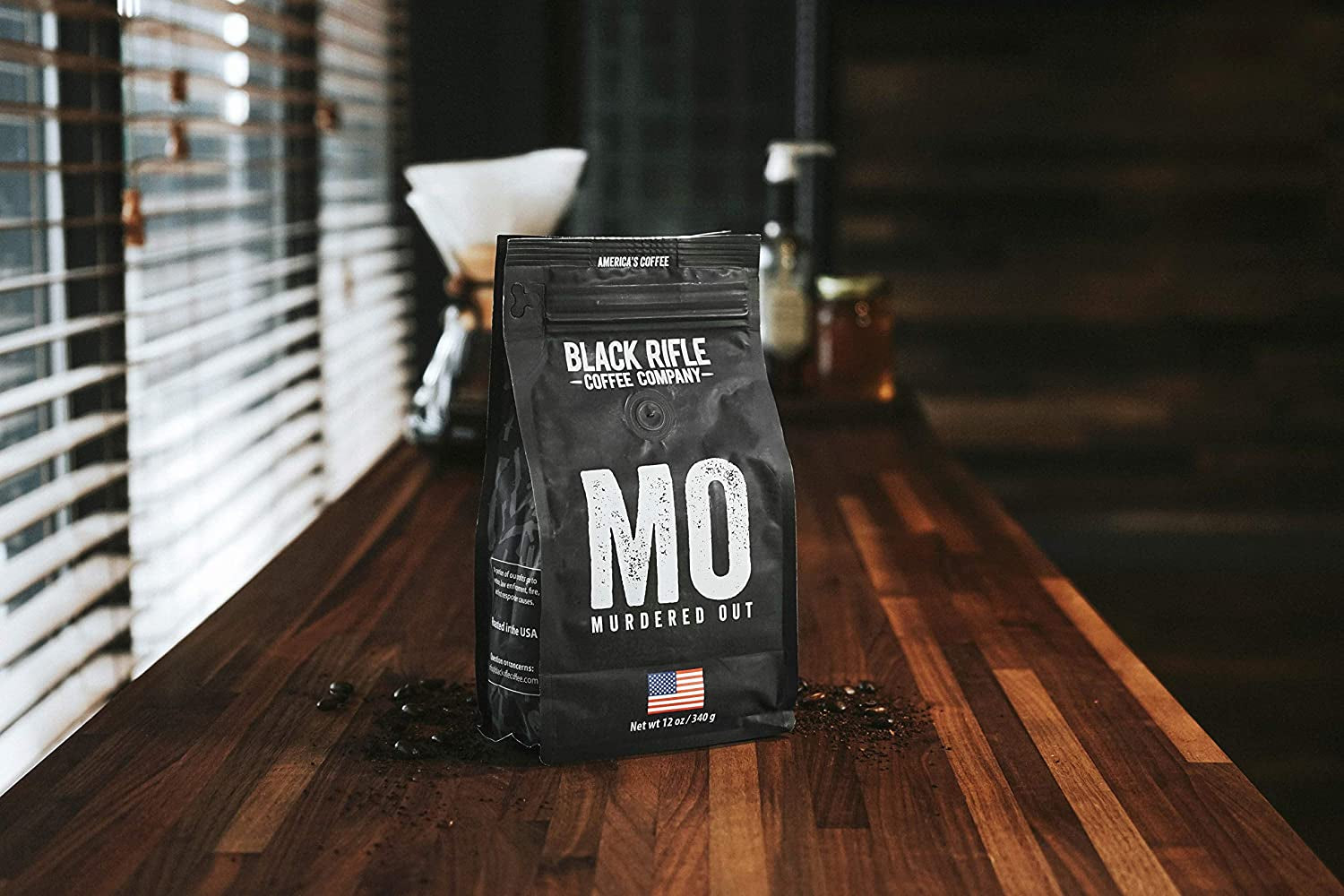 Murdered Out, Extra Dark Roast Ground Coffee, Columbian Roast with Bold Aroma and Smoky Flavors, Helps Support Veterans and First Responders, 12 Ounce Bag