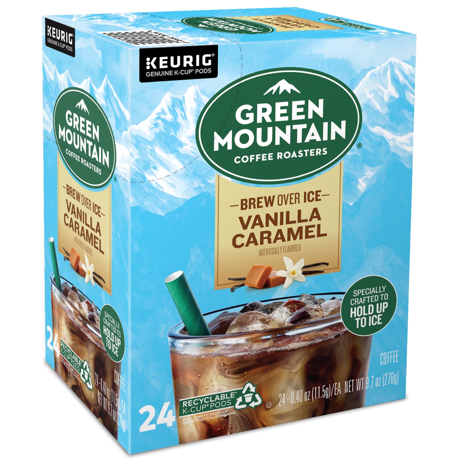 Brew over Ice Vanilla Caramel, Single Serve  K-Cup Pods, Flavored Iced Coffee, 24 Count