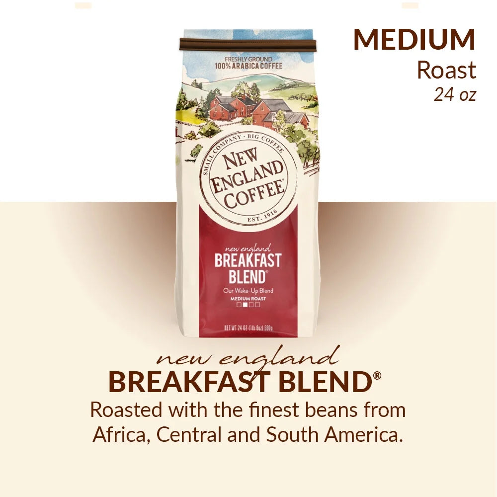 (2 Pack) ® Ground Breakfast Blend Coffee - Medium - 24 Oz - 4 / Carton