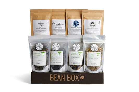 Deluxe Coffee + Tea Tasting Box | Gourmet Coffee + Tea Gifts | Coffee Gifts for Women and Men | Winter Gifts for Her | Whole Bean Coffee | Tea Gift Set | 8 Piece Variety Gift Box