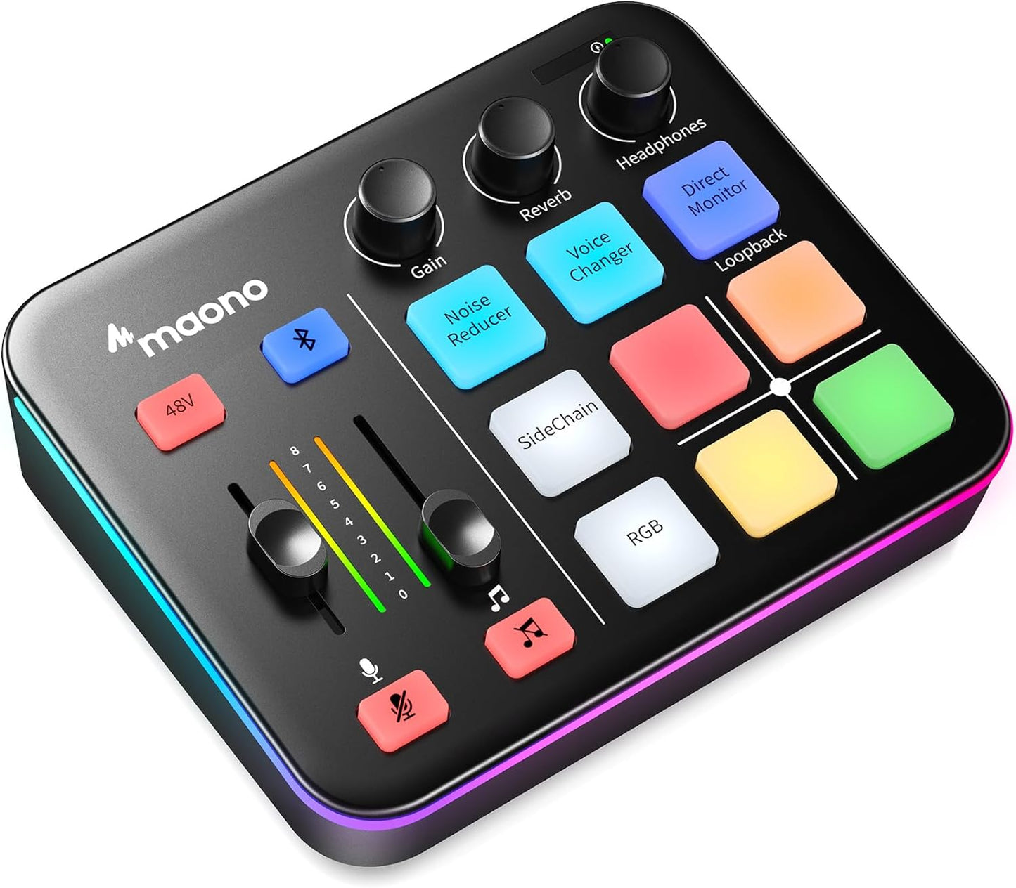 Gaming Audio Mixer, Audio Interface with Pro-Preamp, RGB, Bluetooth, 48V Phantom Power for Live Streaming, Podcasting, Content Create, Gaming caster G1 NEO (Not for USB Mic)