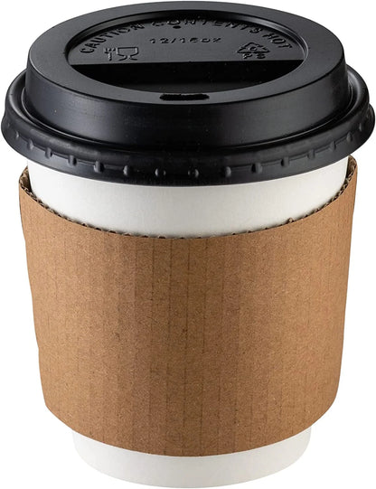 10 Oz Paper Cups Disposable Coffee Cups with Lids & Coffee Sleeves, 50 Sets