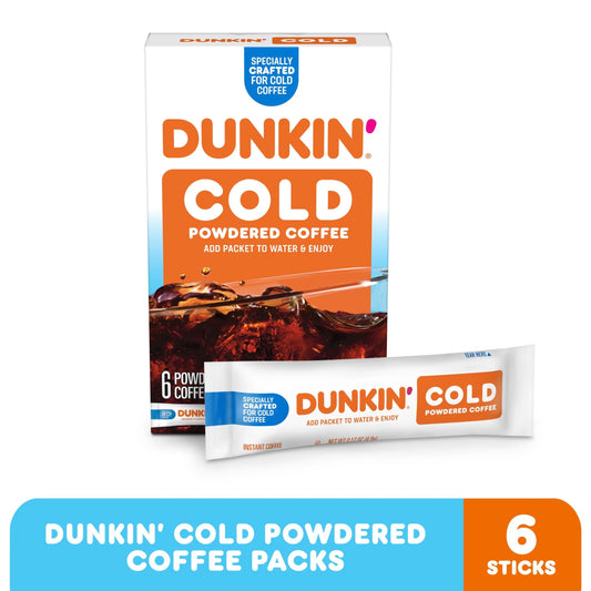 Dunkin′ Cold Powdered Instant Coffee Packets for Iced Coffee, 6 Count