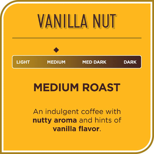 Vanilla Nut Medium Roast Coffee Pods - 55 K Cups Compatible with Keurig Brewers - 100% Arabica Single Serve - Smooth, Rich Flavor and Nutty Notes