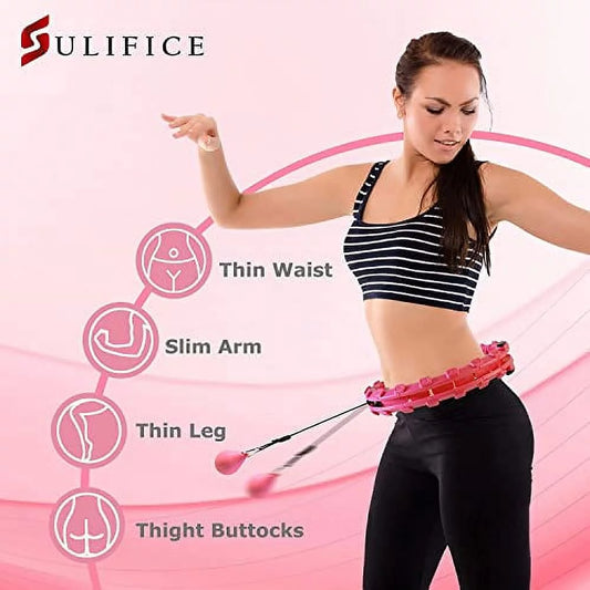 Smart Weighted Hula Hoop for Exercise and Weight Loss, 24 Knots, Pink