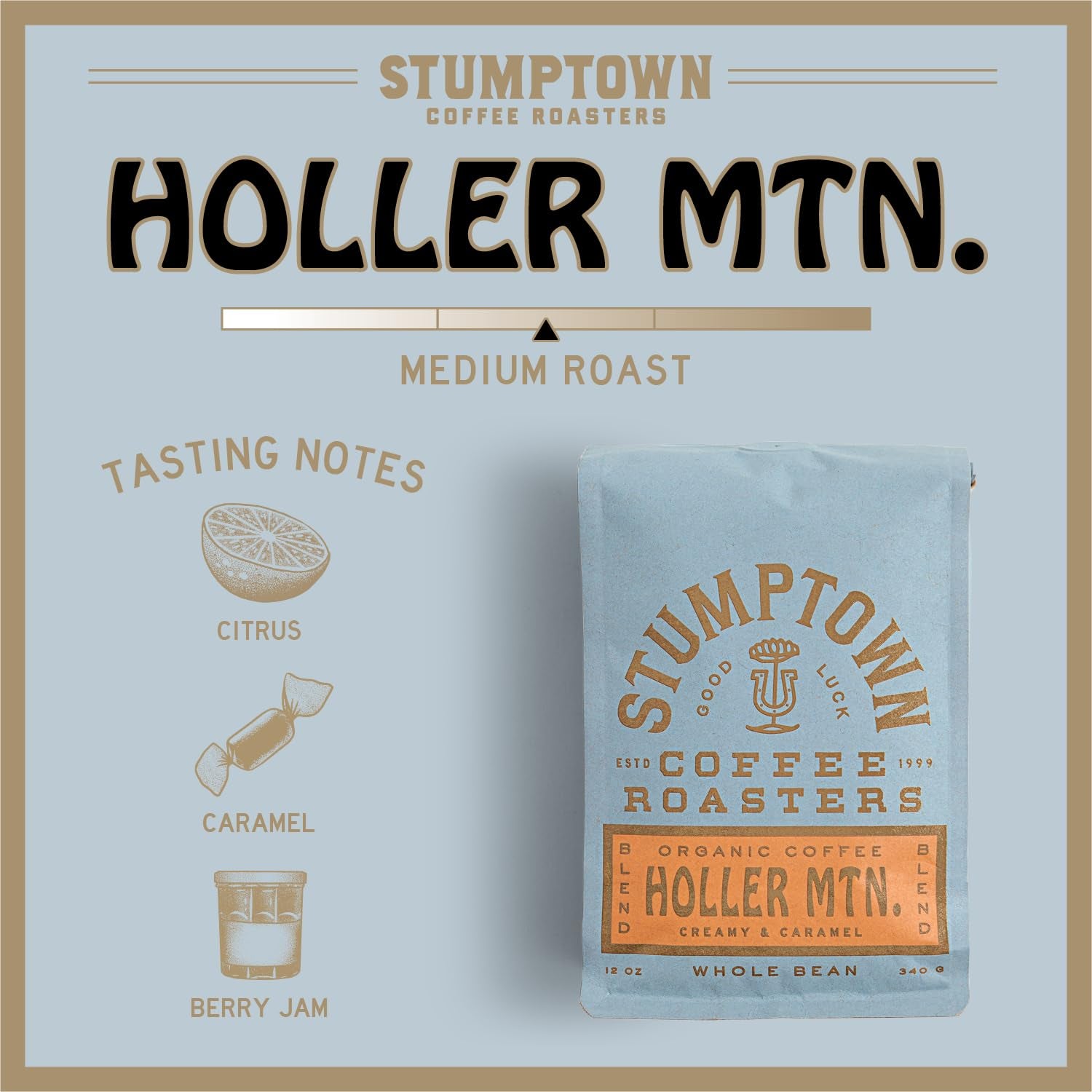 , Medium Roast Organic Whole Bean Coffee - Holler Mountain 12 Ounce Bag with Flavor Notes of Citrus Zest, Caramel and Hazelnut