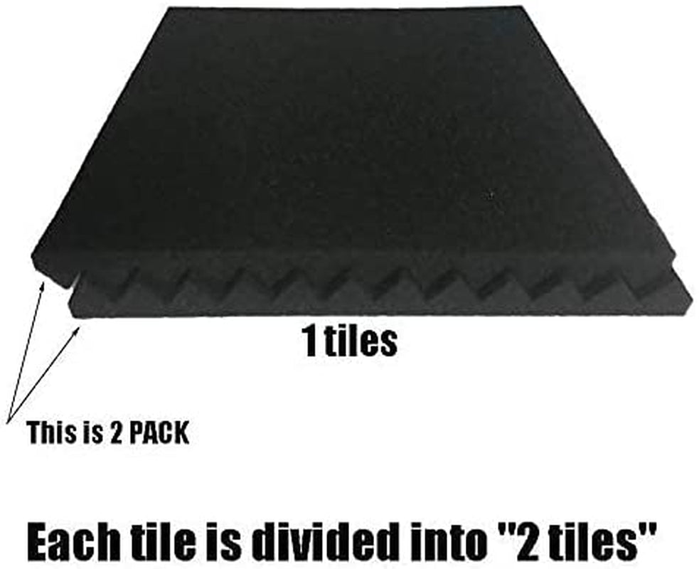 52 Pack 12 "X 12 "X1" Acoustic Panels Studio Soundproofing Foam Wedge Tiles, (24Black+24Purple)