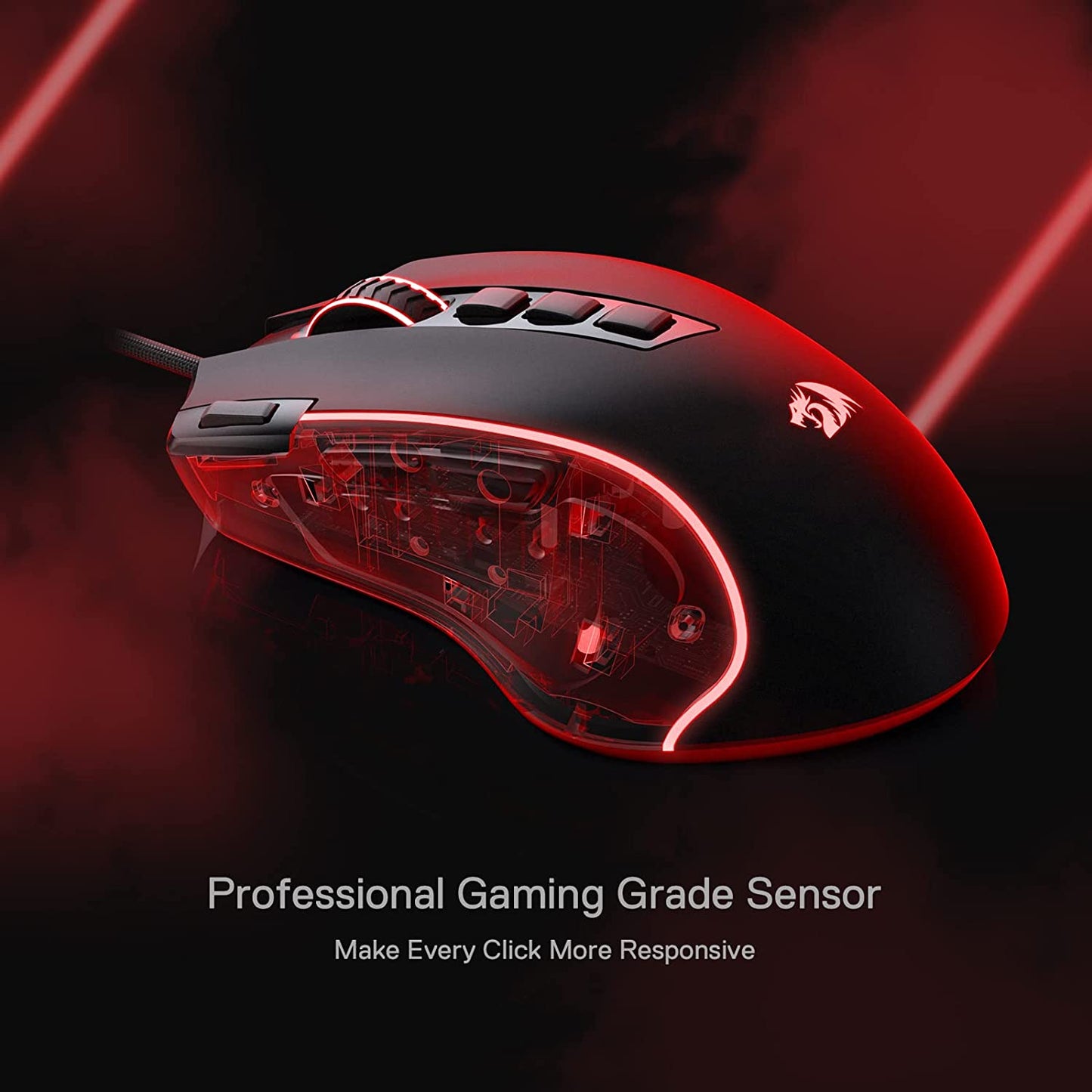 M612 Predator RGB Gaming Mouse, 8000 DPI Wired Optical Mouse with 11 Programmable Buttons & 5 Backlit Modes, Software Supports DIY Keybinds Rapid Fire Button