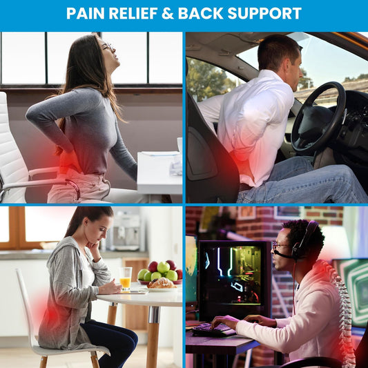 Lumbar Support Pillow for Office Chair Back Support Pillow for Car, Computer, Gaming Chair Memory Foam Back Cushion for Back Pain Relief Improve Posture, Mesh Cover Double Adjustable Straps