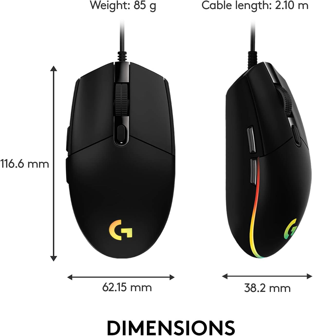 203 Wired Gaming Mouse, 8,000 DPI, Rainbow Optical Effect LIGHTSYNC RGB, 6 Programmable Buttons, On-Board Memory, Screen Mapping, Pc/Mac Computer and Laptop Compatible - Black