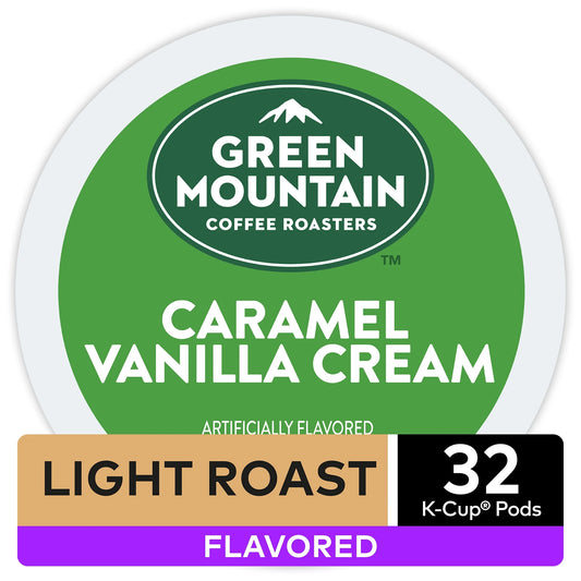 Green Mountain Coffee Caramel Vanilla Cream  Single-Serve K-Cup Pods, Light Roast Coffee, 32 Count