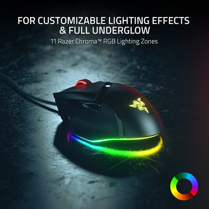 Basilisk V3 Customizable Ergonomic Gaming Mouse: Fastest Gaming Mouse Switch - Chroma RGB Lighting - 26K DPI Optical Sensor - 11 Programmable Buttons - Hyperscroll Tilt Wheel - Classic Black