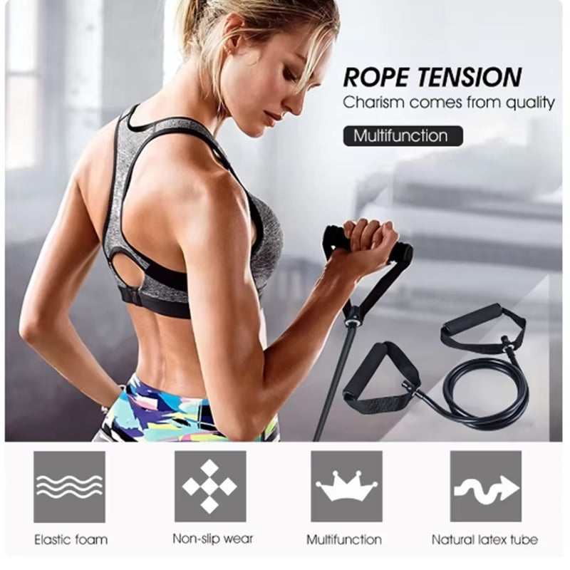 120CM Level 5 Straight Line Tensile Yoga Exercise Chest Expansion Elastic Exercise Family Exercise Muscle Training Rubber Tube