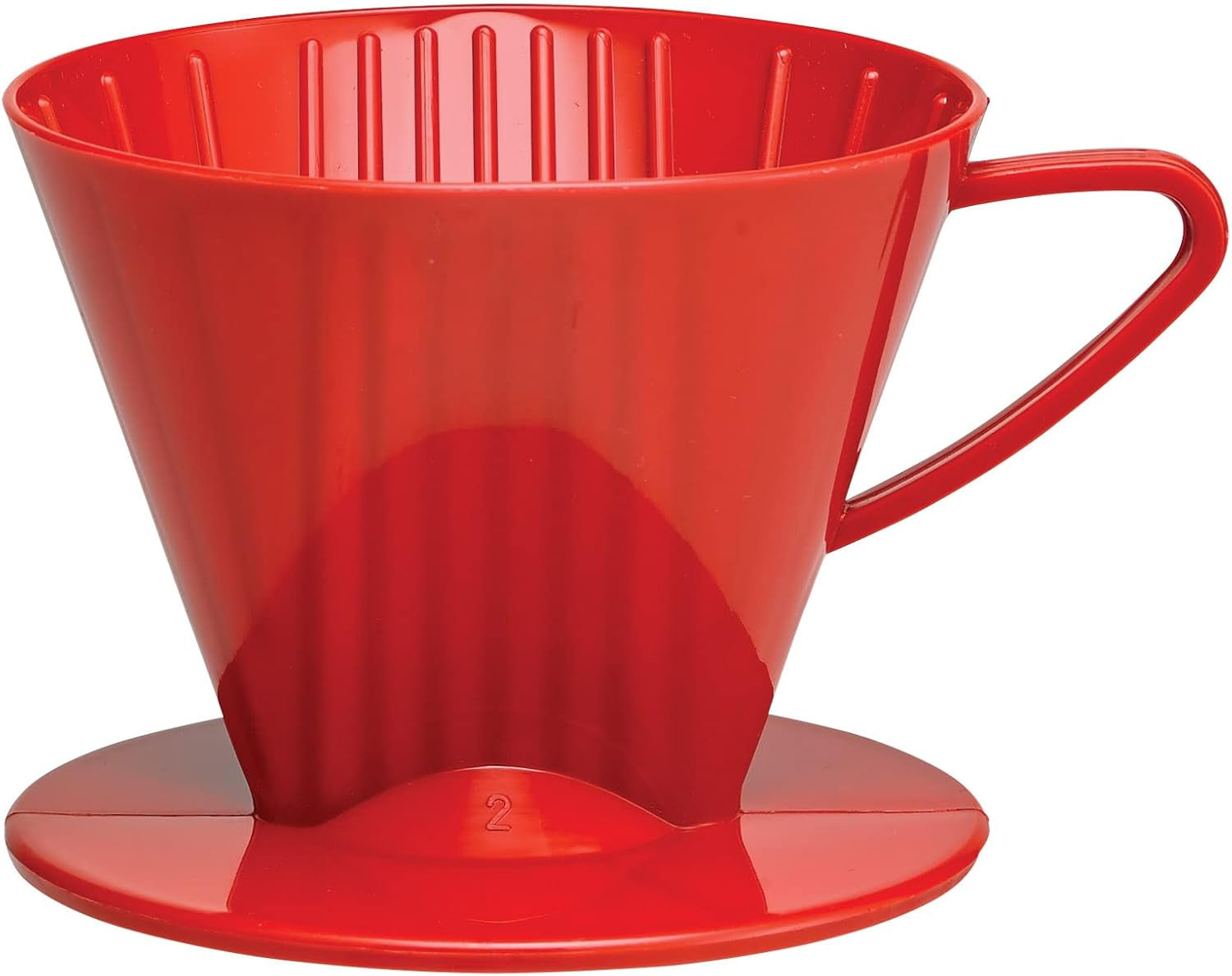 Pour-Over Coffee Brewing Filter Cone, Number 2-Size, Red, Brews 2 to 6-Cups