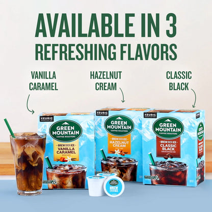 Brew over Ice Vanilla Caramel, Single Serve  K-Cup Pods, Flavored Iced Coffee, 24 Count