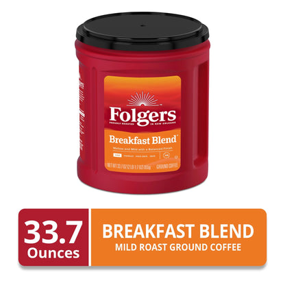 (2 Pack)  Breakfast Blend Ground Coffee, Smooth & Mild Coffee, 33.7 Oz Canister