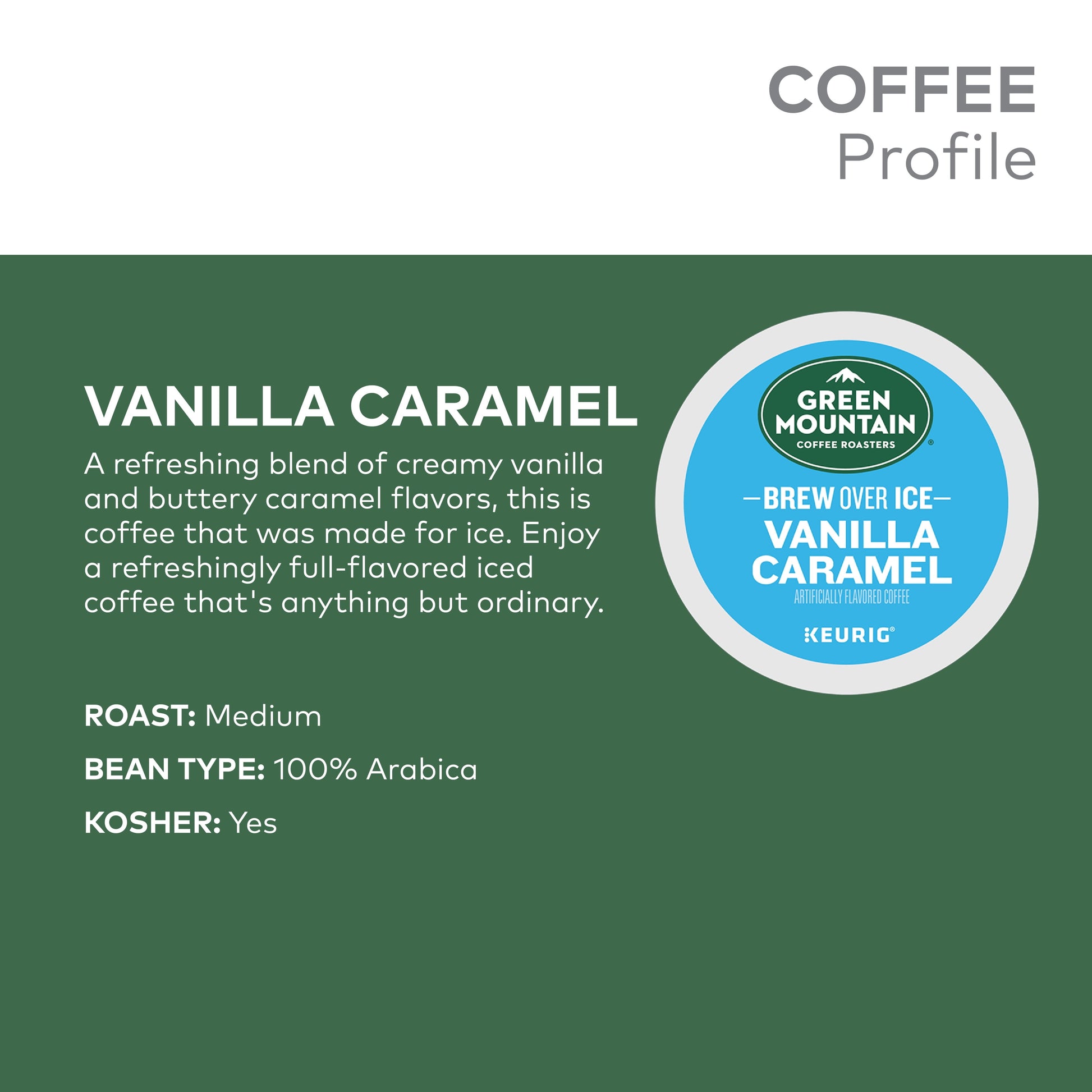 Brew over Ice Vanilla Caramel, Single Serve  K-Cup Pods, Flavored Iced Coffee, 24 Count