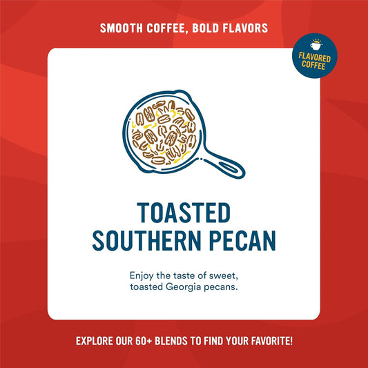 Roasted Whole Bean Coffee, Flavored, Toasted Southern Pecan, 32 Ounce, (Pack of 1)