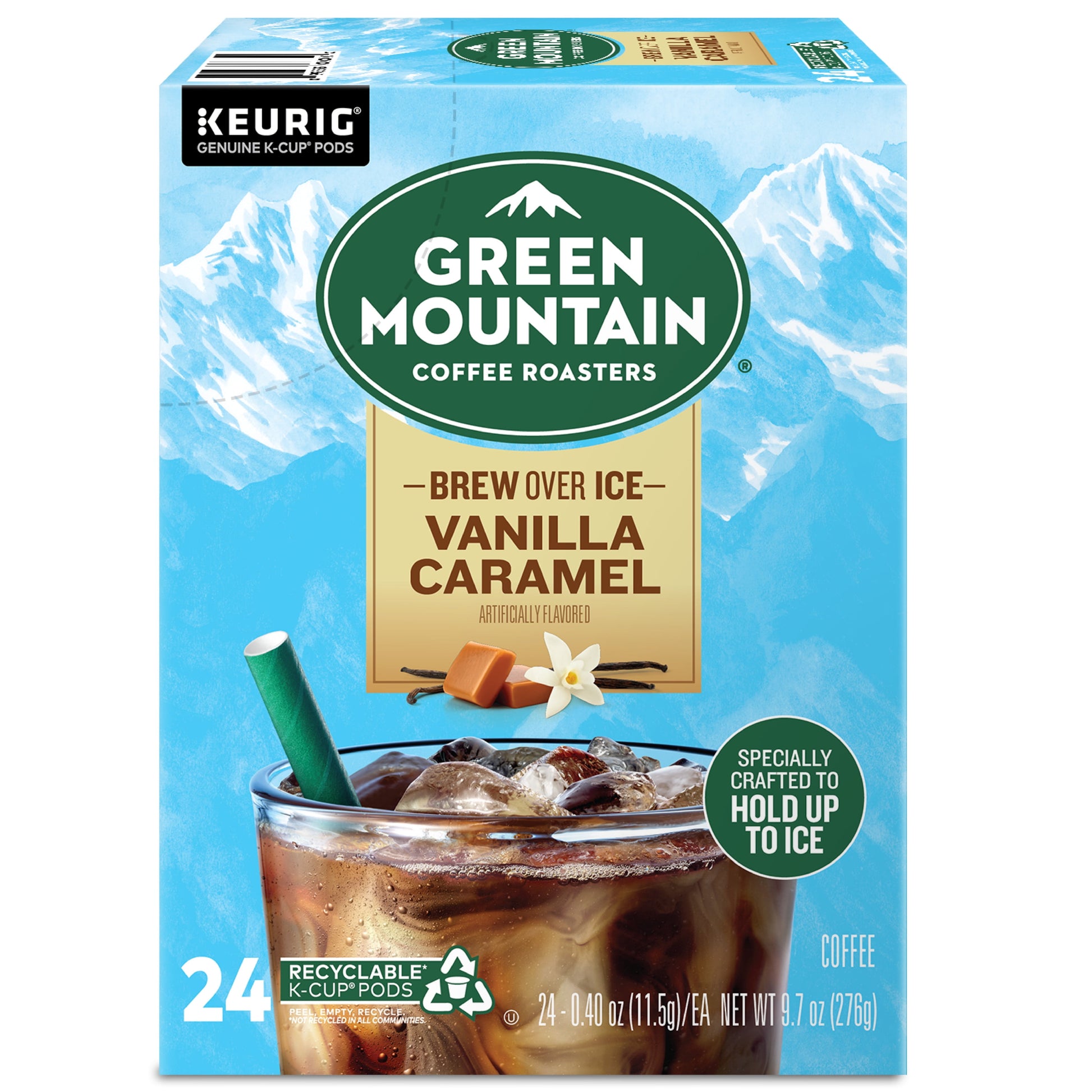 Brew over Ice Vanilla Caramel, Single Serve  K-Cup Pods, Flavored Iced Coffee, 24 Count