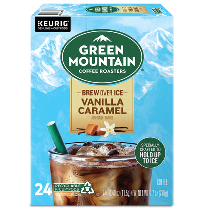 Brew over Ice Vanilla Caramel, Single Serve  K-Cup Pods, Flavored Iced Coffee, 24 Count