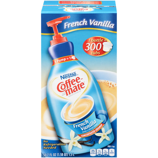 Coffee Mate French Vanilla Liquid Coffee Creamer, Bulk Coffee Creamer Pump Bottle, 50.7 Oz