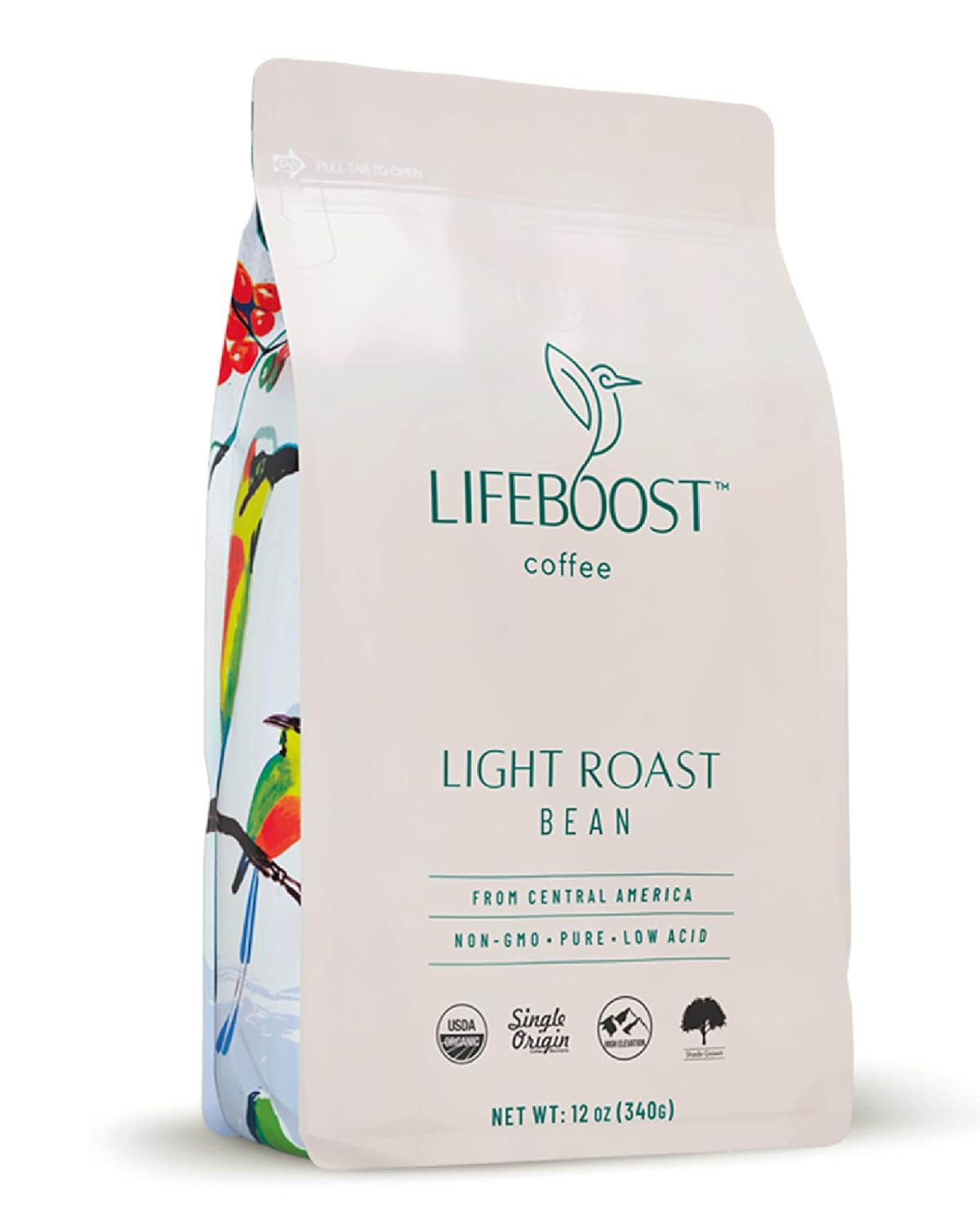 Light Roast Coffee Beans - Non-Gmo Single Origin Low Acid Organic Light Roast Coffee - Third Party Tested for Mycotoxins & Pesticides - Whole Bean - 12 Ounces