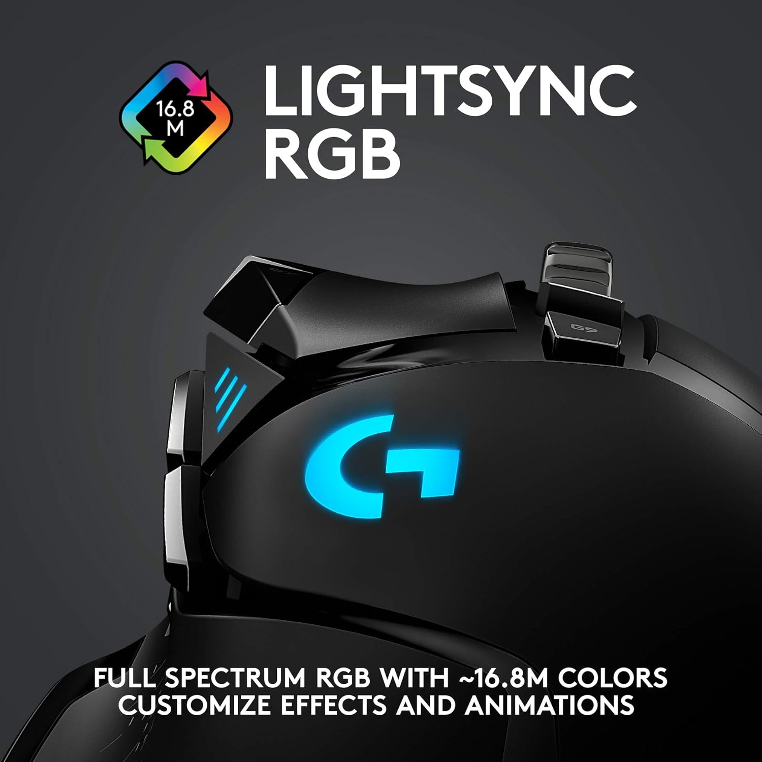 502 Lightspeed Wireless Gaming Mouse with Hero 25K Sensor, Powerplay Compatible, Tunable Weights and Lightsync RGB - Black