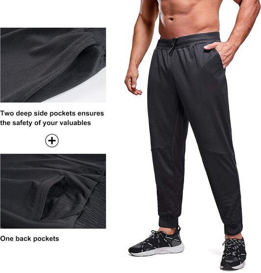 Running Joggers for Men Elastic Waist Athletic Tapered Track Sweatpants Drawstring Workout Pants with Pockets(Large, Black)