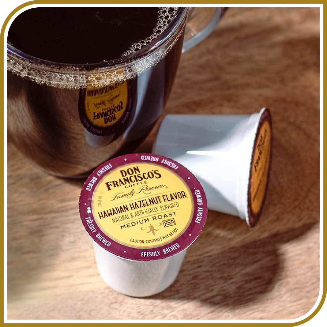 Hawaiian Hazelnut Medium Roast Coffee - 55 K-Cup Compatible Single-Serve Pods - 100% Arabica with Coconut Flavor - Recyclable through Terracycle