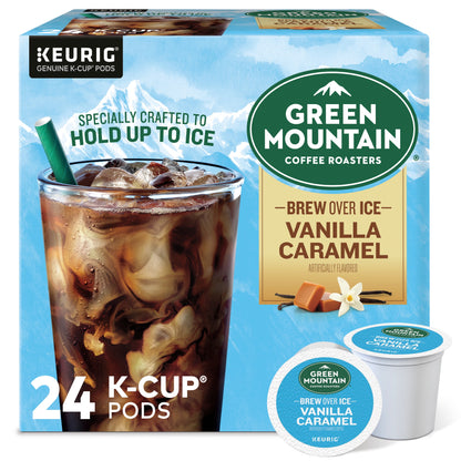 Brew over Ice Vanilla Caramel, Single Serve  K-Cup Pods, Flavored Iced Coffee, 24 Count