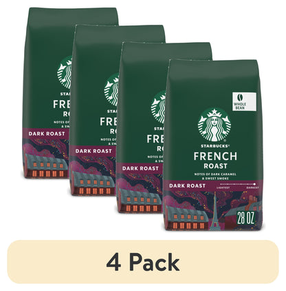 (4 Pack)  Arabica Coffee Beans French Blend, Dark Roast, Whole Bean Coffee, 28 Oz