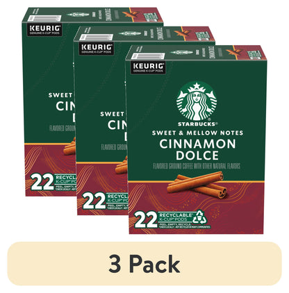 (3 Pack)  Cinnamon Dolce Naturally Flavored Coffee, Keurig K-Cup Single Serve Coffee Pods, 22 Count