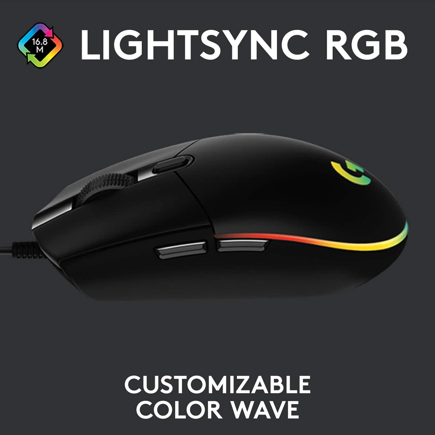 203 Wired Gaming Mouse, 8,000 DPI, Rainbow Optical Effect LIGHTSYNC RGB, 6 Programmable Buttons, On-Board Memory, Screen Mapping, Pc/Mac Computer and Laptop Compatible - Black