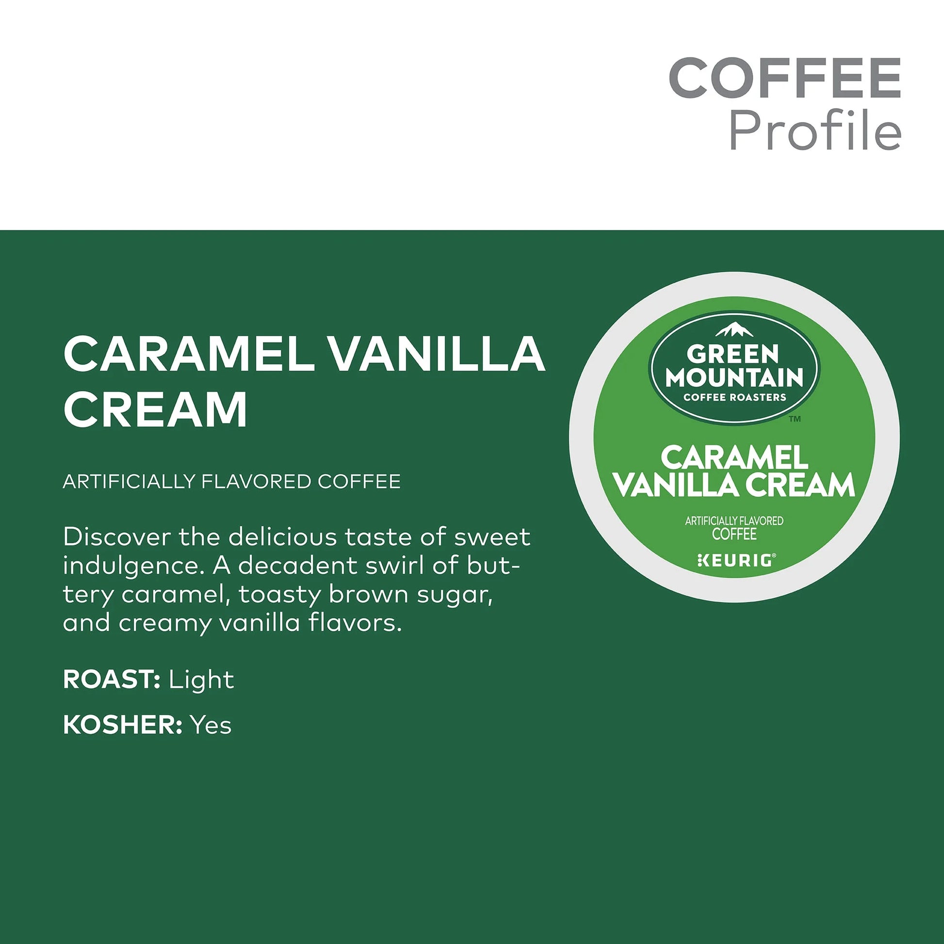 Green Mountain Coffee Caramel Vanilla Cream  Single-Serve K-Cup Pods, Light Roast Coffee, 32 Count