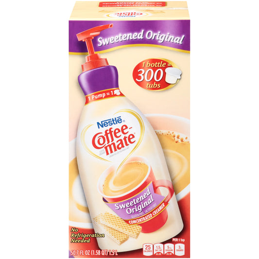 Coffee Mate Sweetened Original Liquid Coffee Creamer, Bulk Coffee Creamer Pump Bottle, 50.7 Oz