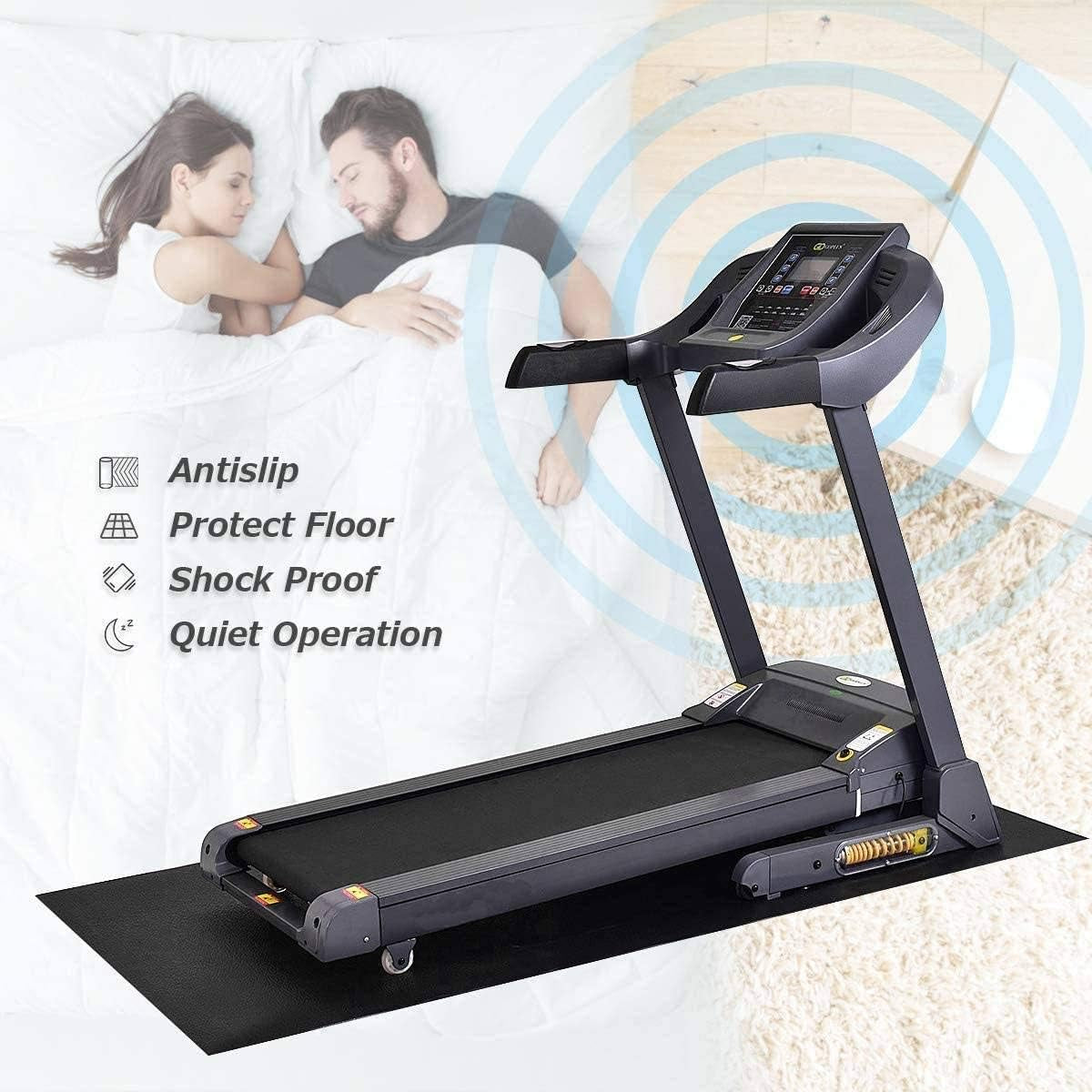 PVC Exercise Mat, High Density Folding Floor Protector for Treadmill Equipment (5' X 2' X 0.2'')