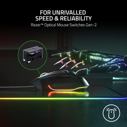 Basilisk V3 Customizable Ergonomic Gaming Mouse: Fastest Gaming Mouse Switch - Chroma RGB Lighting - 26K DPI Optical Sensor - 11 Programmable Buttons - Hyperscroll Tilt Wheel - Classic Black