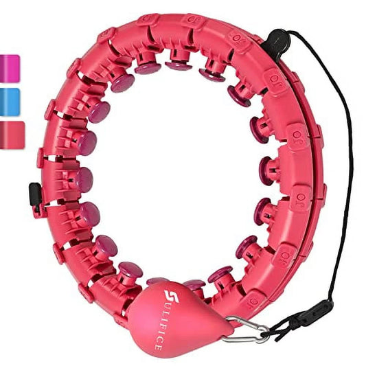 Smart Weighted Hula Hoop for Exercise and Weight Loss, 24 Knots, Pink