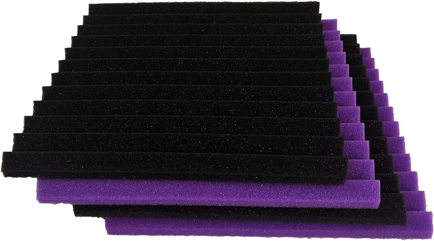 52 Pack 12 "X 12 "X1" Acoustic Panels Studio Soundproofing Foam Wedge Tiles, (24Black+24Purple)