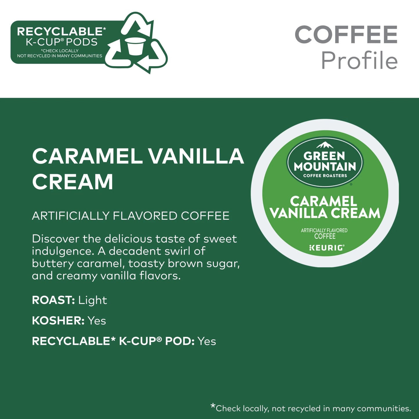 , Caramel Vanilla Cream Light Roast K-Cup Coffee Pods, 24 Count