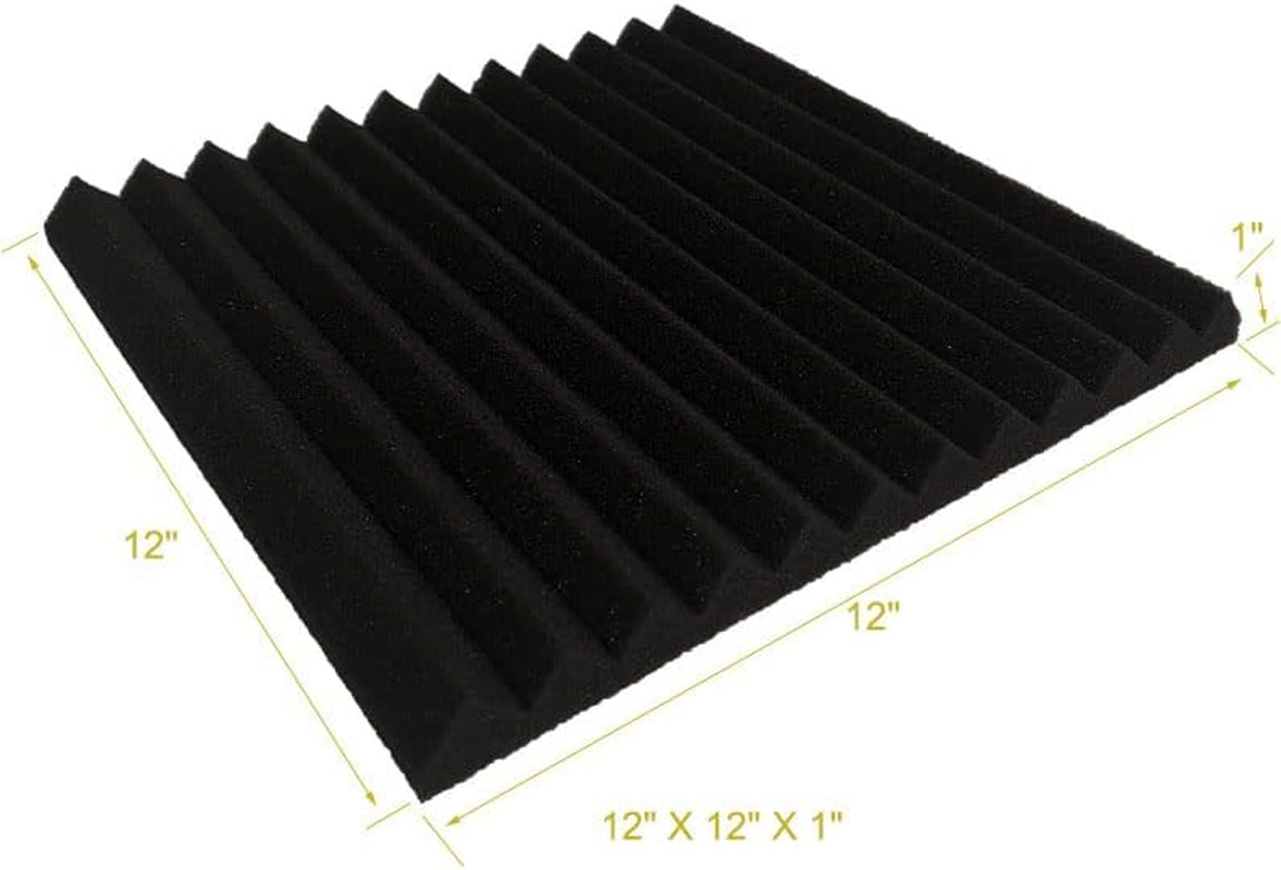 52 Pack 12 "X 12 "X1" Acoustic Panels Studio Soundproofing Foam Wedge Tiles, (24Black+24Purple)