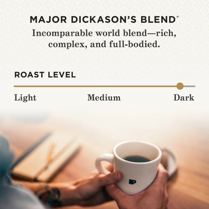 Major Dickason'S Blend Premium Dark Roast Whole Bean Coffee, Arabica, 18 Oz