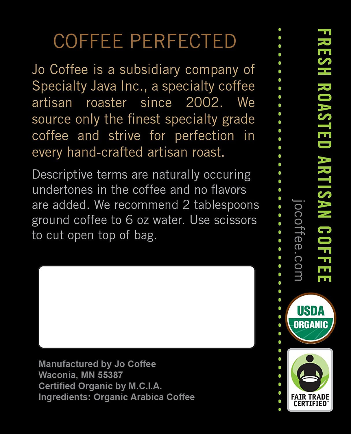 NEW YORK JO: 2 Lb, Medium Dark Roast, Whole Bean Coffee, 100% Arabica Beans, USDA Certified Organic, NON-GMO, Signature House Blend, Gluten Free, Gourmet Coffee from