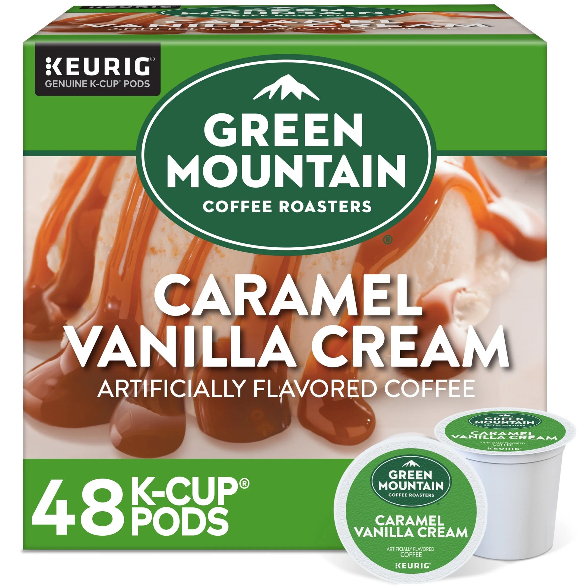 , Caramel Vanilla Cream Light Roast K-Cup Coffee Pods, 48 Count