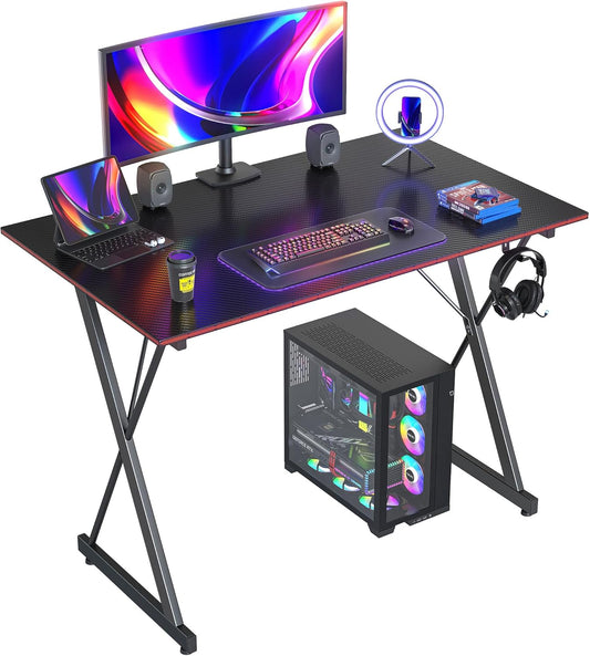 Gaming Desk 32 Inch PC Computer Desk, Home Office Desk Table Gamer Workstation, Simple Game Table, Black