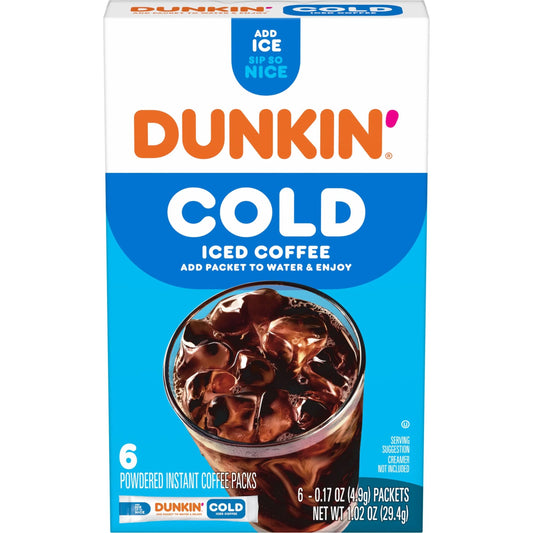 Dunkin′ Cold Powdered Instant Coffee Packets for Iced Coffee, 6 Count